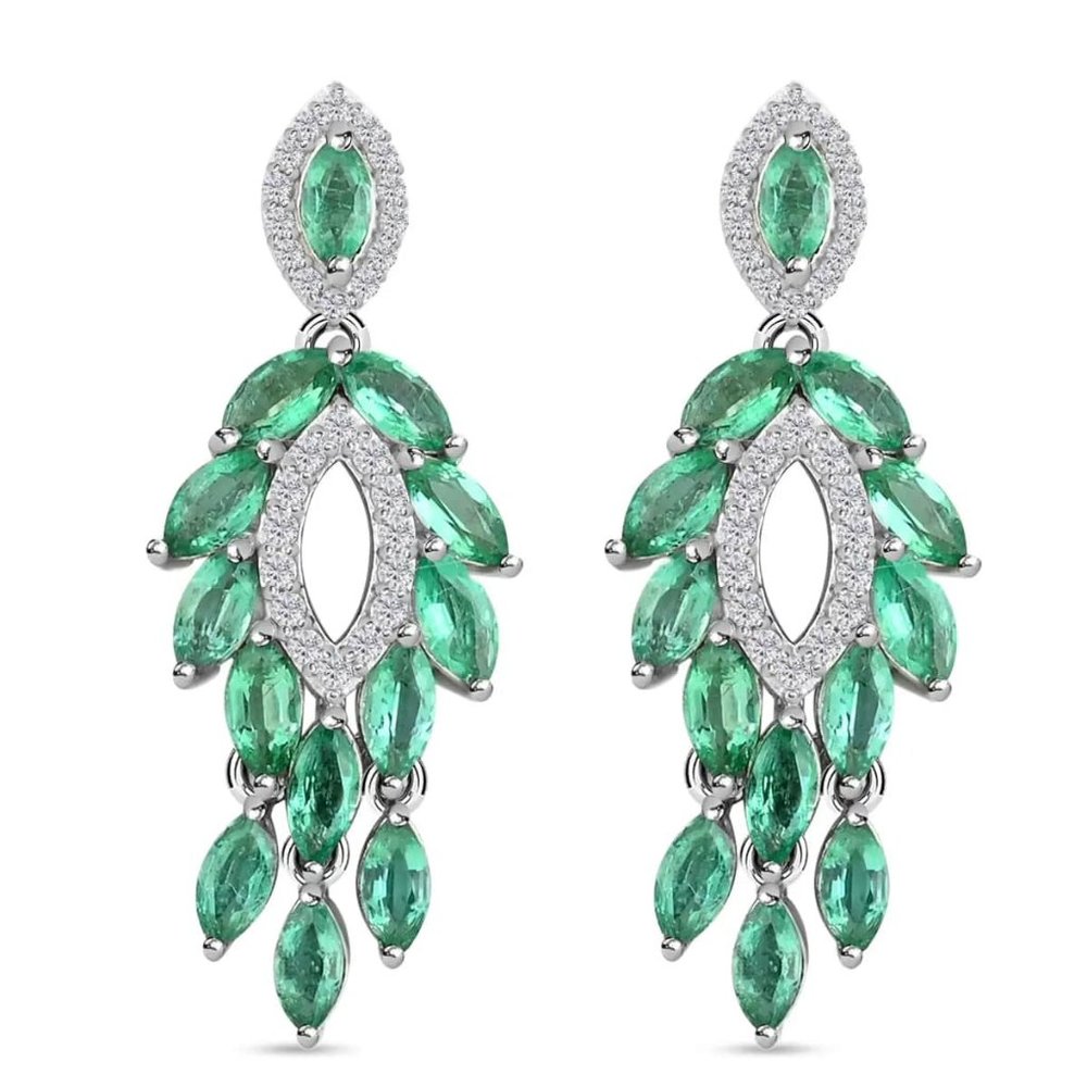 Faux Emerald Green Crystal Petite Chandelier Earrings
